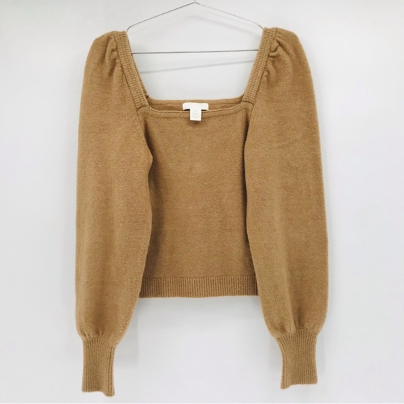 H&M Sweaters - H and M Balloon Sleeve Knit Sweater Top Tan Beige Size XS